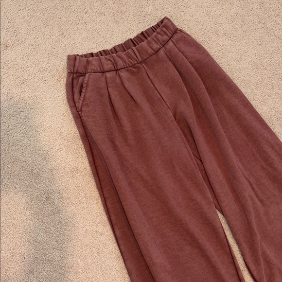 Aerie Street Trouser Wide-Leg Sweatpants in Rust - Picture 4 of 5